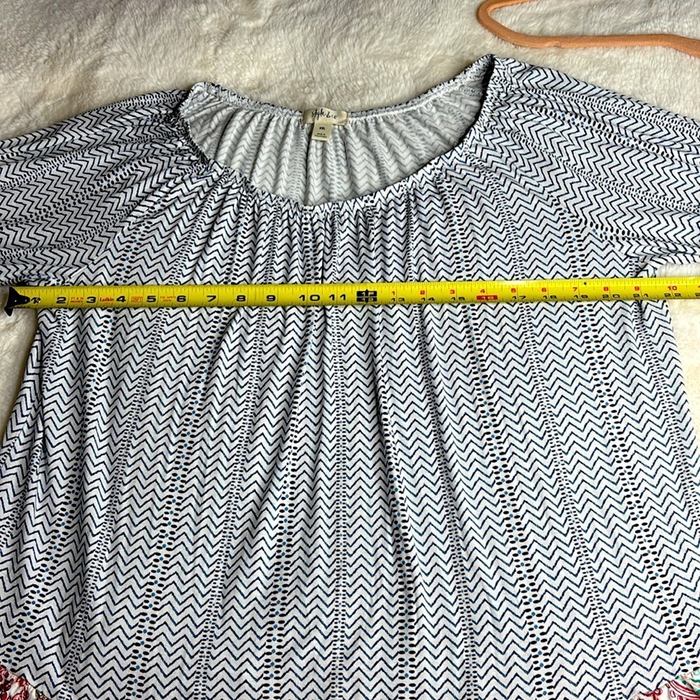 Style & Co. Black, Blue and White Relaxed Boho style Blouse, XXL - Picture 5 of 8